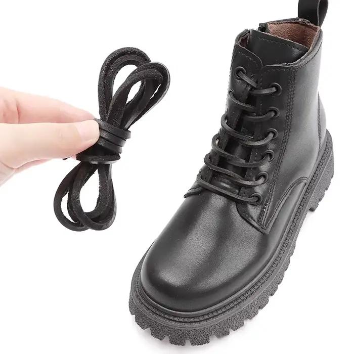 Lacets plats de haute qualité lacets de chaussures en cuir massif classique multicolore loisirs dent