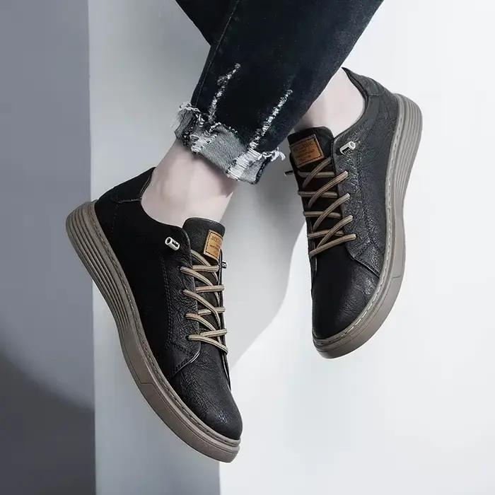 Marque italienne en cuir véritable chaussures décontractées hommes Oxford en plein air noir chaussur