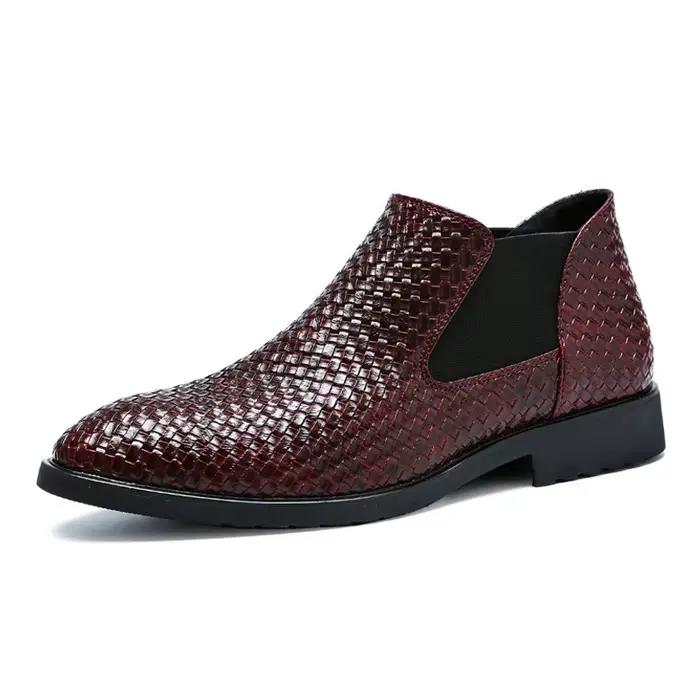 Bottes Chelsea noires de luxe pour hommes, en cuir de haute qualité, chaussures décontractées à tige
