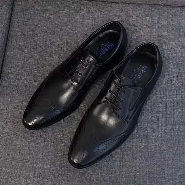 Chaussures Oxford sculptées Bullock pour hommes, chaussures habillées d'affaires britanniques respir