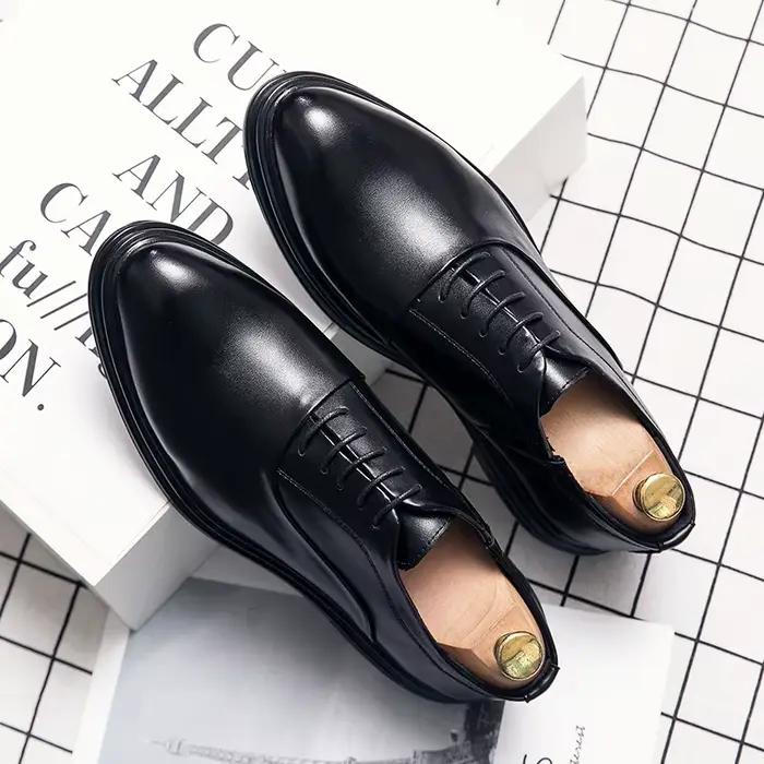Marque classique Derby chaussures en cuir homme robe d'affaires bureau en cuir chaussures plates hom