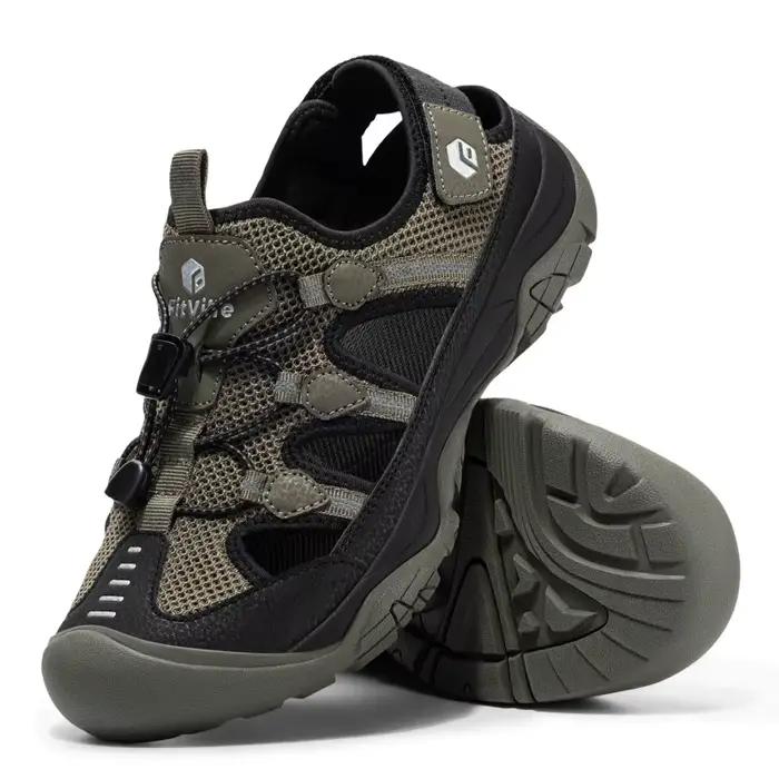 FitVille Sandales pour hommes à largeur large, à bout fermé, pour la randonnée et la natation, avec 