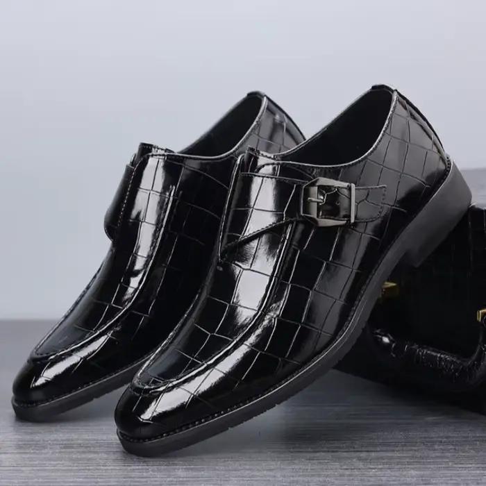 Chaussures de créateur à boucle pour homme, chaussures de bureau de luxe italiennes pour homme, chau