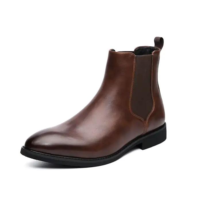 Nouveau Chelsea bottes hommes chaussures PU marron mode polyvalent affaires décontracté Style britan