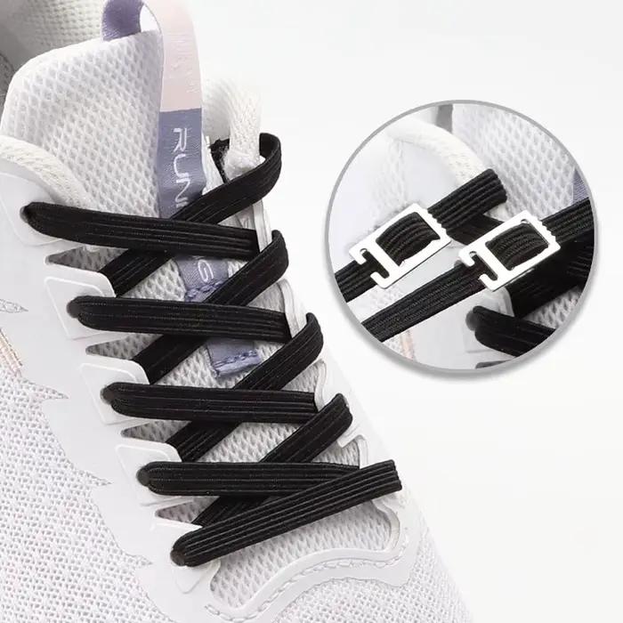 1 paire de chaussures élastiques sans lacets ancrage chaussures plates clip de verrouillage pour adu
