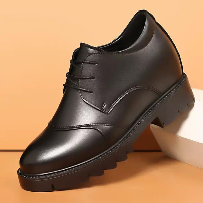 Chaussures pour hommes en cuir de vache augmentant la hauteur de 10cm, chaussures formelles à semell