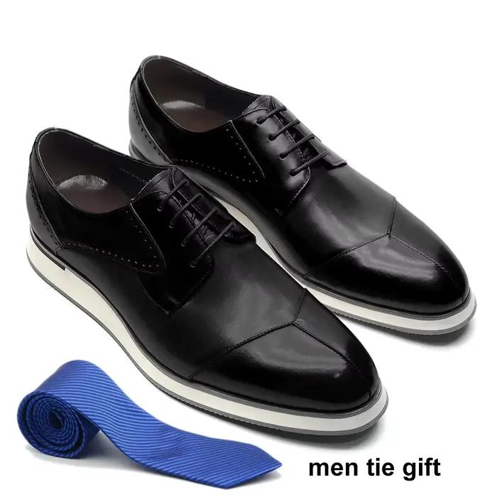 Chaussures décontractées de luxe pour hommes, en cuir véritable, color block, à lacets, faites à la 