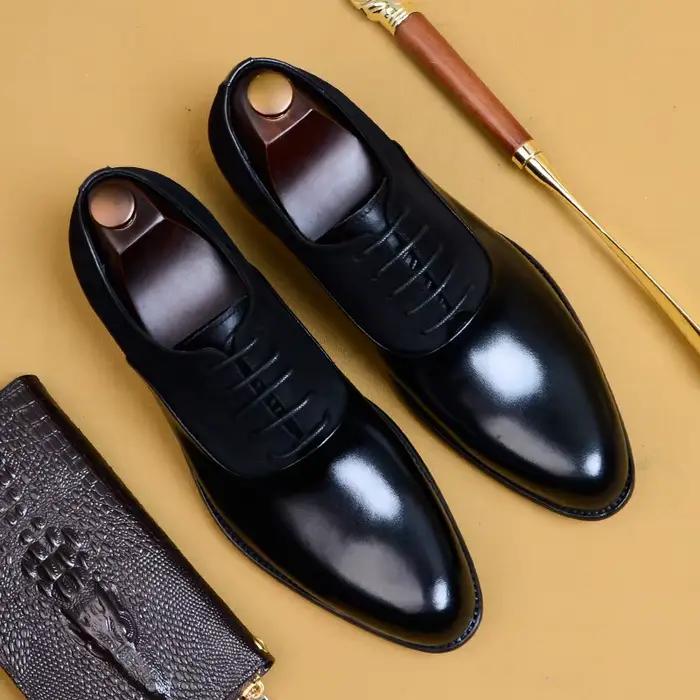 Brogue en cuir de vache véritable pour hommes d'affaires, chaussures plates décontractées, Vintage, 