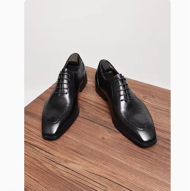 Chaussures pour hommes, chaussures en cuir pour hommes, à lacets faites à la main, style européen, a