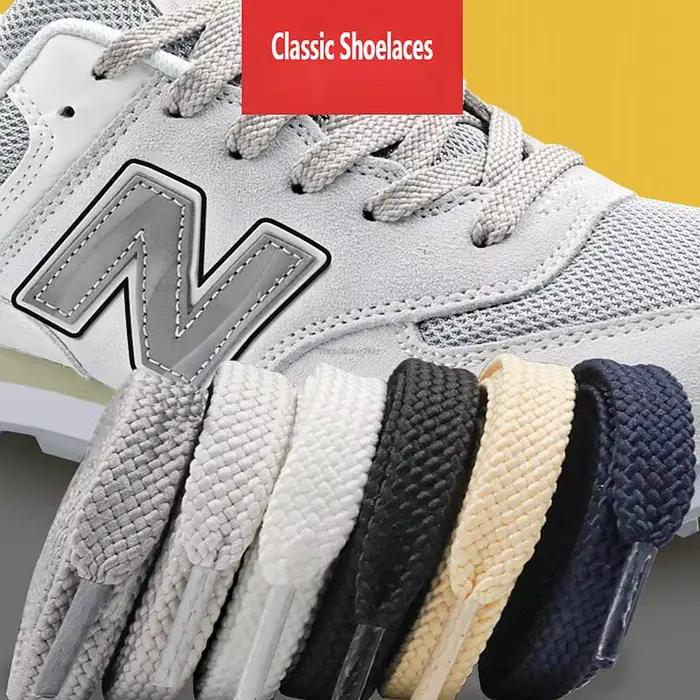 2022 nouveaux lacets plats classiques pour baskets lacets de chaussures décontractées blanc noir spo