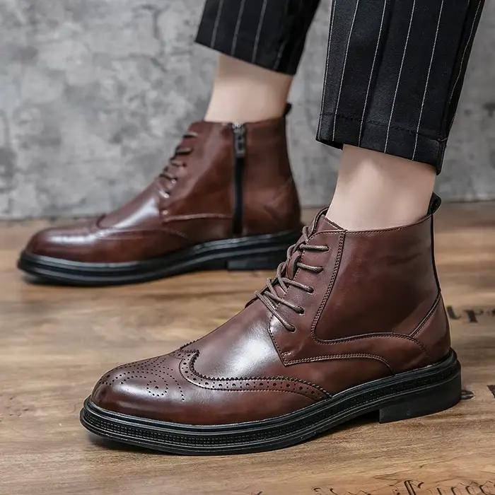 Style britannique homme tendances de la mode bottes nouveauté bottes en cuir décontractées bottines 