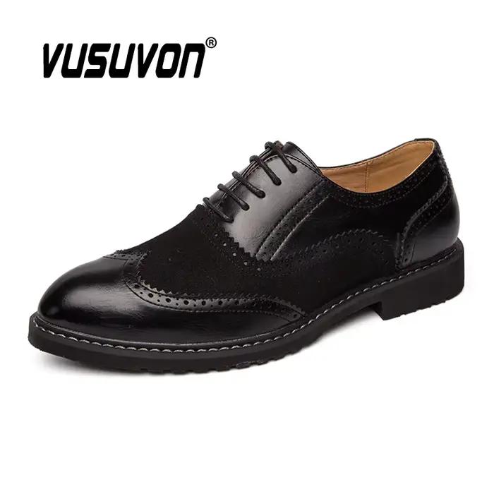 Mocassins en cuir de conception italienne pour hommes, Brogue sculpté, Chaussures Oxford confortable