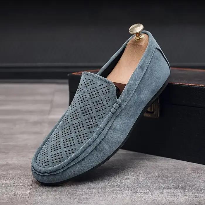 Chaussures d'été en daim pour hommes, décontractées, respirantes, légères, en cuir, de marche, coord