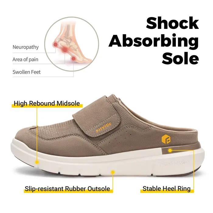 FitVille – Chaussons orthopédiques pour hommes à coupe large avec soutien de la voûte plantaire, res
