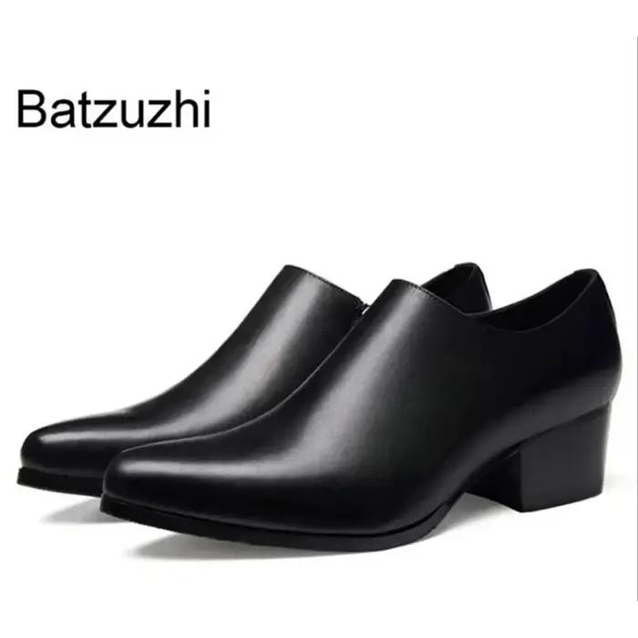 Batzuzhi 5CM chaussures à talons hauts hommes chaussures habillées en cuir noir pour homme Gentleman