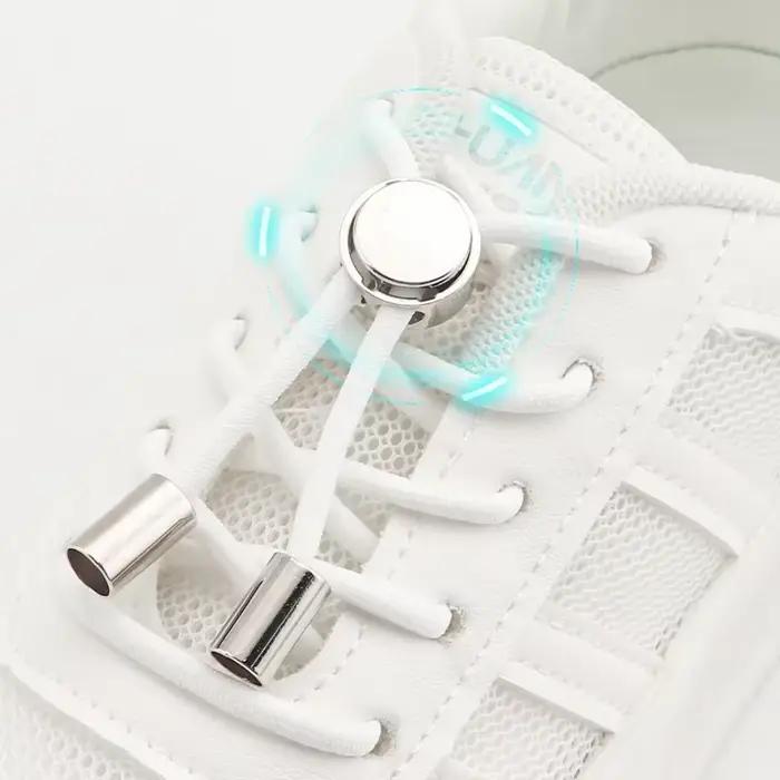 1 paire de lacets de chaussures sans attaches lacets à boucle en métal lacets élastiques ronds baske