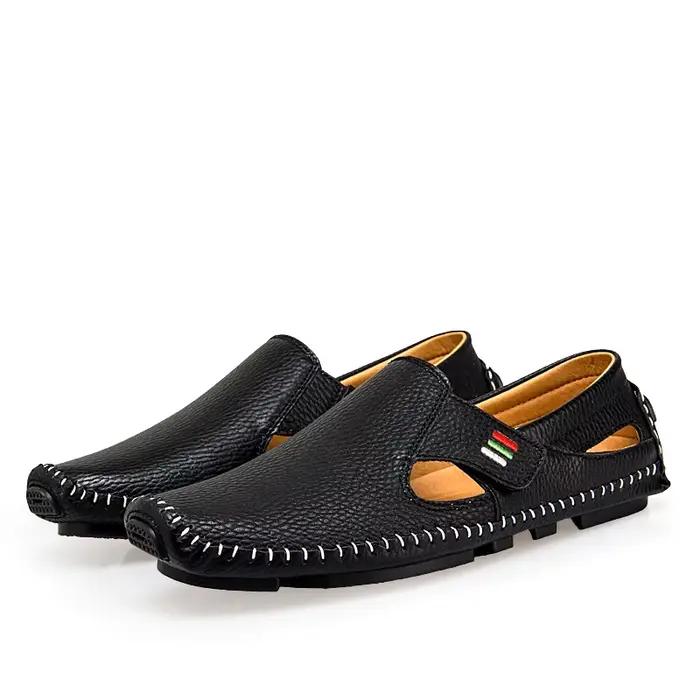 Mocassins en cuir souple pour hommes, chaussures d'été respirantes, mocassins décontractés, design d