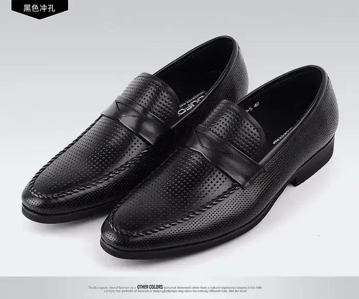 Chaussures simples pour hommes, couvre le pied, chaussures en cuir respirantes et perforées pour hom
