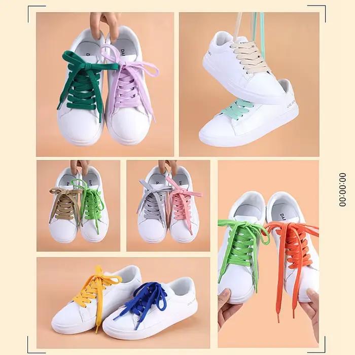 Lacets classiques en coton pour baskets plates, lacets de chaussures de Tennis, largeur 1CM 80/100/1