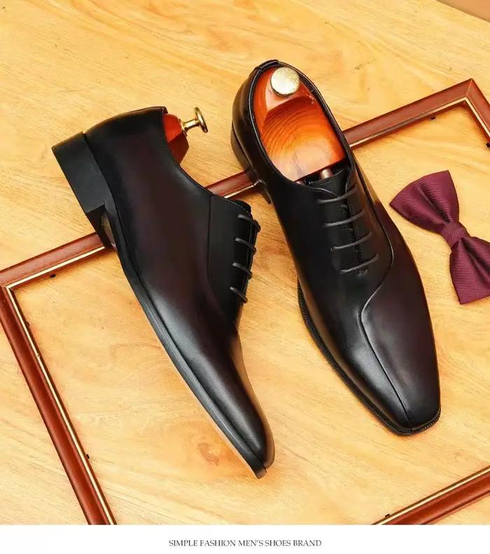 Chaussures en cuir à bout pointu pour hommes, style nouveau, chaussures Oxford formelles pour mariag