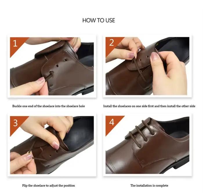 Lacets en cuir et Silicone pour baskets, 12 pièces/ensemble, lacets élastiques en Silicone adaptés a