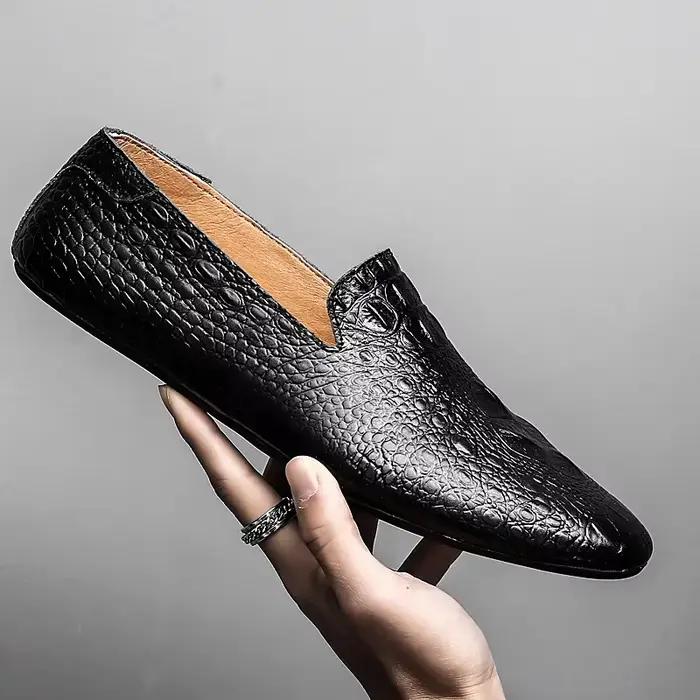 Hommes chaussures mocassins en cuir véritable conduite décontractée sans lacet chaussures mode homme