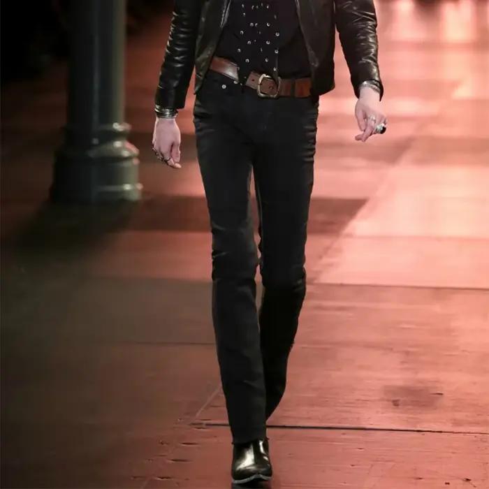 Bottes Chelsea pour hommes en nubuck et daim, à bout pointu et talon carré, couleur unie, en cuir vé