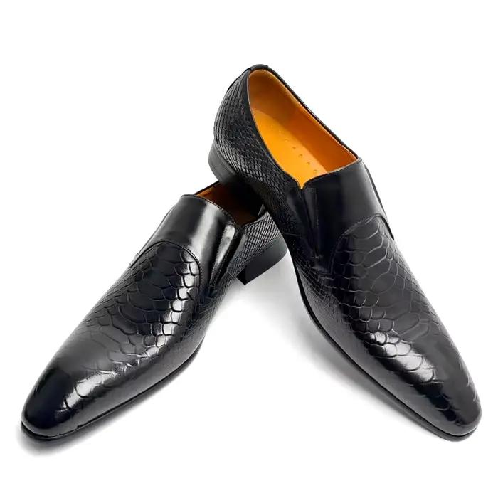 Mocassins à enfiler à la mode avec boucle en cuir, chaussures décontractées quotidiennes pour hommes