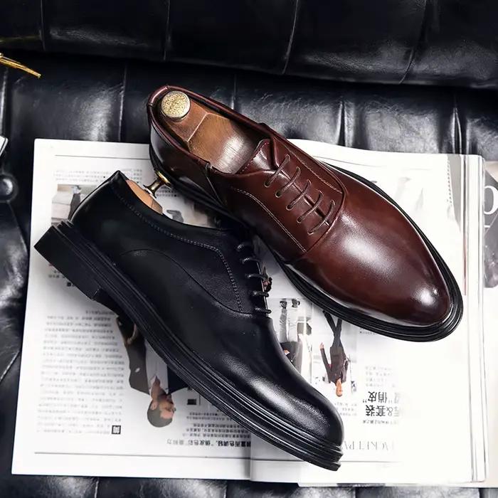Chaussures habillées classiques pour hommes, chaussures en cuir Oxford, brogues sociales, chaussures