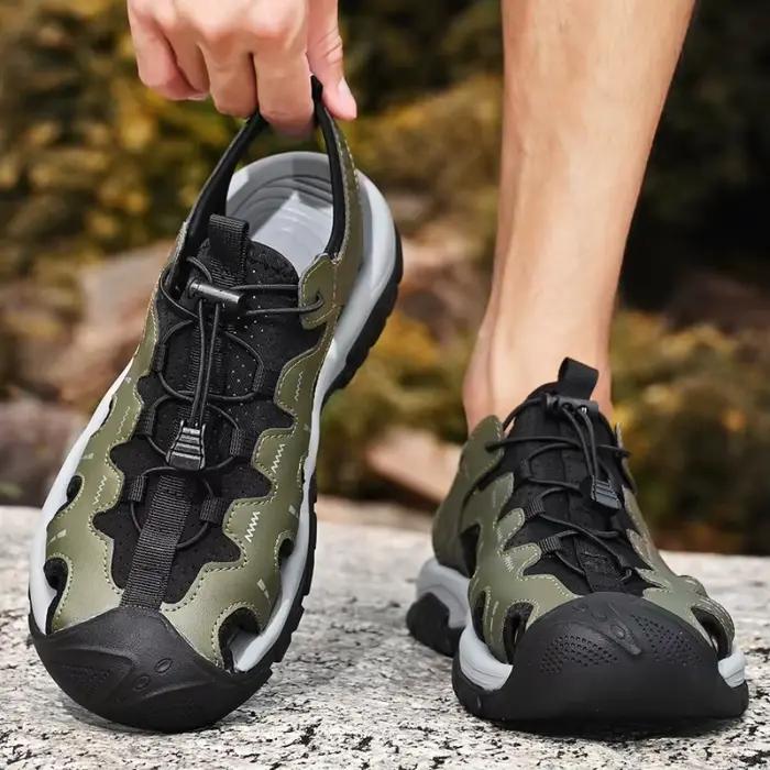 Sandales en cuir pour hommes Jumpmore Fashion 2026, chaussures de randonnée d'été pour l'extérieur, 