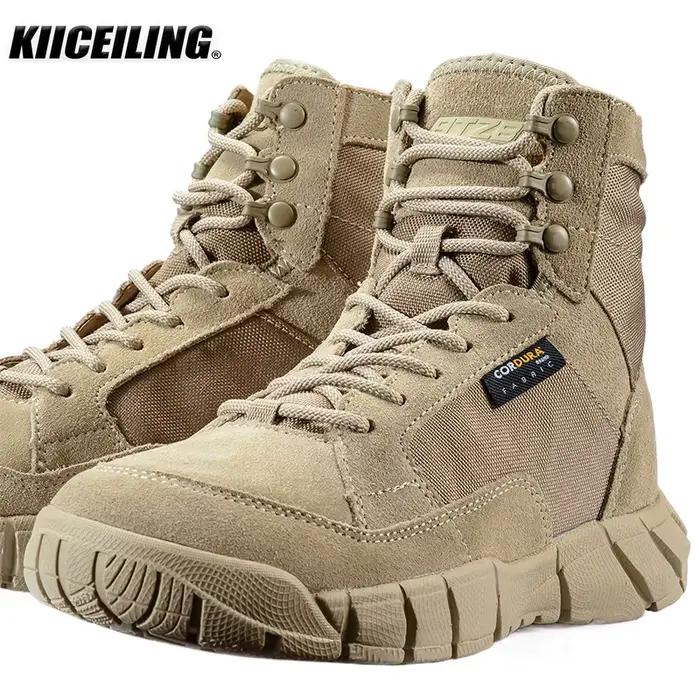 KIICEILING 208D, cuir de vache, bottes pour hommes, bottes tactiques de combat dans le désert, chaus