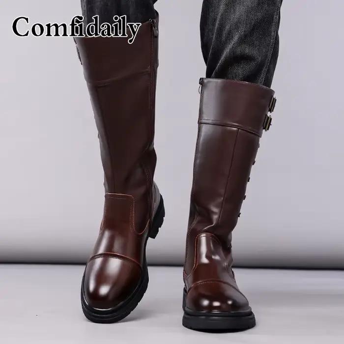 Bottes hautes pour hommes, style britannique, confortables et tendance, bottes longues, douces, anti