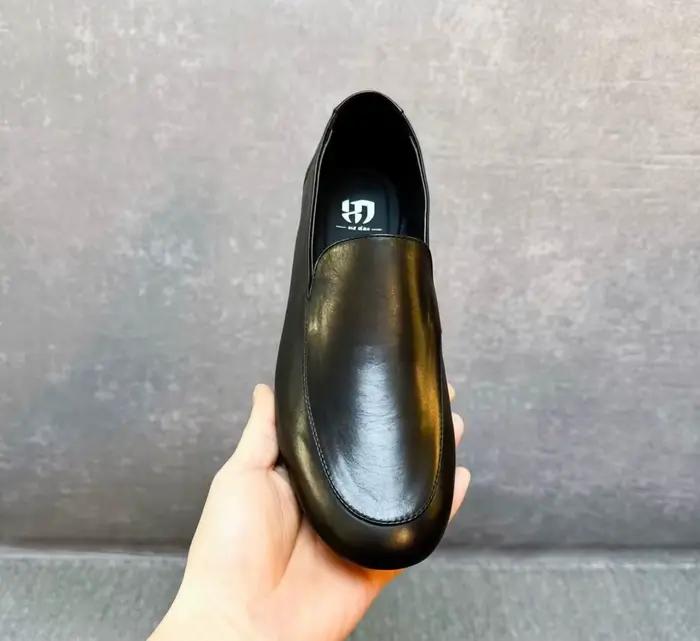 Chaussures pour hommes, chaussures en cuir européennes, à enfiler, en cuir véritable, style business