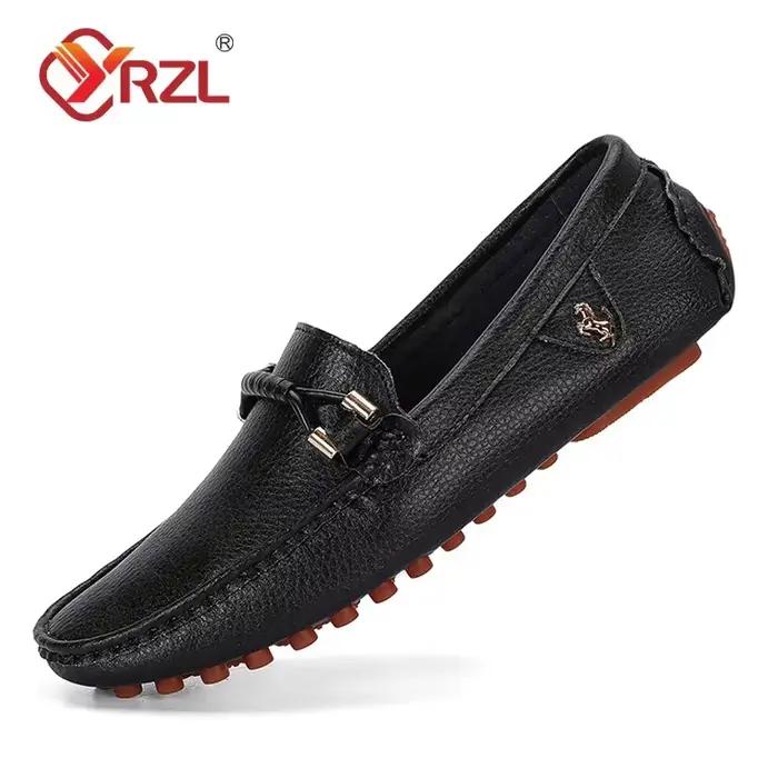 YRZL-Mocassins en cuir PU faits à la main pour hommes, chaussures plates décontractées, mocassins co