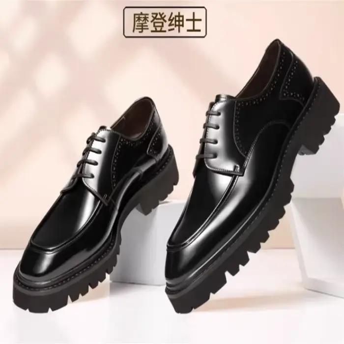 Chaussures en cuir homme, cuir homme, robe d'affaires chaussures en cuir à semelles épaisses, respir