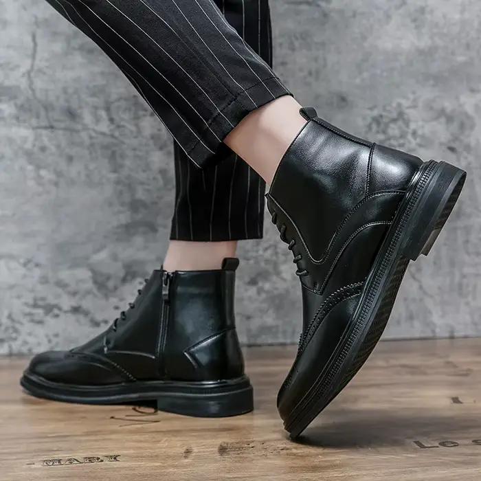Style britannique homme tendances de la mode bottes nouveauté bottes en cuir décontractées bottines 