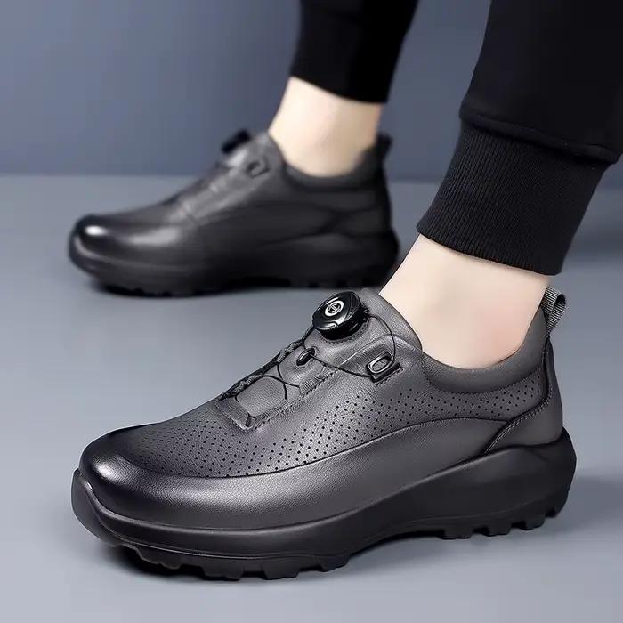 Chaussures à plateforme à bouton rotatif pour hommes, mode décontractée, chaussures de sport de créa