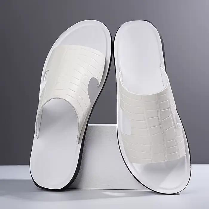 Sandales d'été tendance pour hommes à motif crocodile, résistantes à l'usure, antidérapantes, à enfi