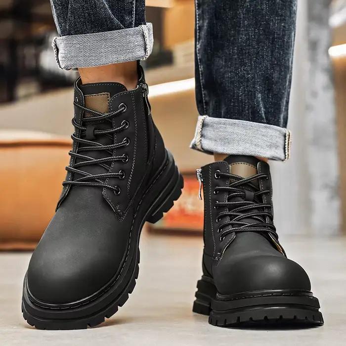 Nouvelles bottes d'automne et d'hiver pour hommes bottes de pluie montantes à la mode avec fermeture