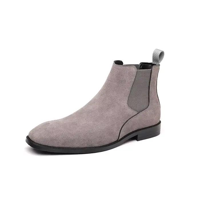 Bottes Chelsea pour hommes, couleur Pure, Style britannique, à la mode, grande taille, chaussures co