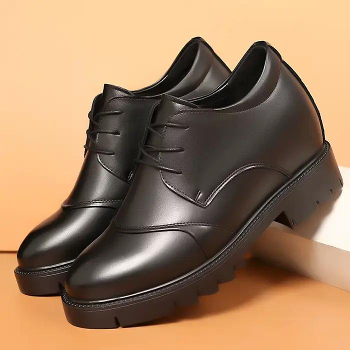 Chaussures pour hommes en cuir de vache augmentant la hauteur de 10cm, chaussures formelles à semell