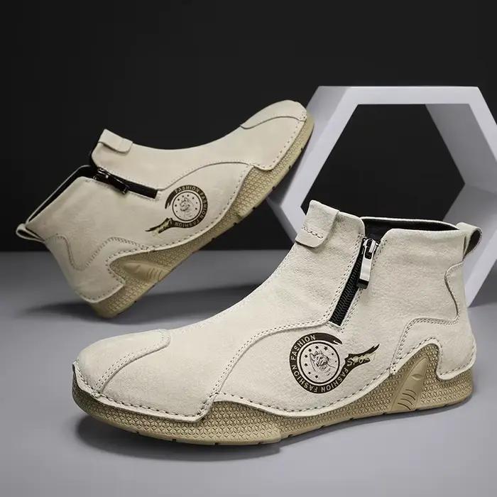 Nouvelles Chaussures Classiques en Cuir Faites à la Main pour Hommes, Chaussures Décontractées Respi