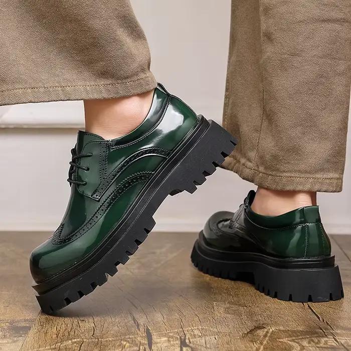 Chaussures Derby pour hommes en PU, à semelle épaisse sculptée, confortables, classiques, profession