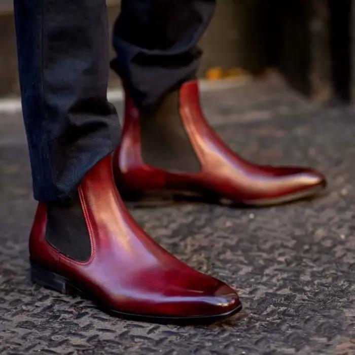 Bottines Chelsea à fond rouge pour hommes, bout rond, bottines d'affaires à enfiler, taille 38-46, b