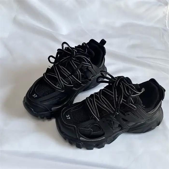 Marque Design noir grosses baskets unisexe mode nouveaux hommes papa chaussures à la mode décontract