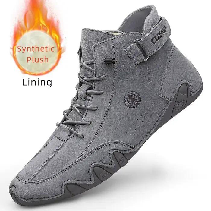 Chaussures en cuir véritable pour hommes, bottes de rinçage, baskets d'extérieur légères, à lacets, 