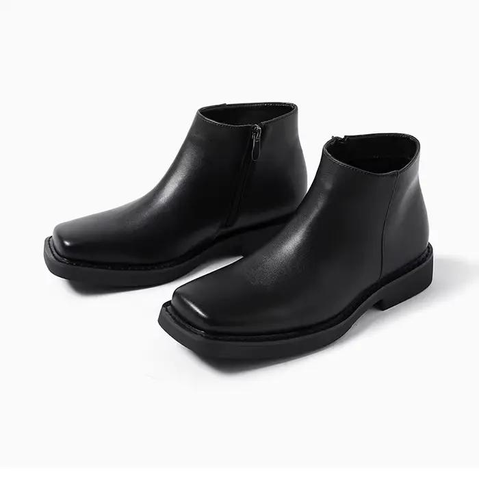 Noir nouvelle mode hommes chaussures en cuir décontractées automne hiver robe bottines Vintage brita