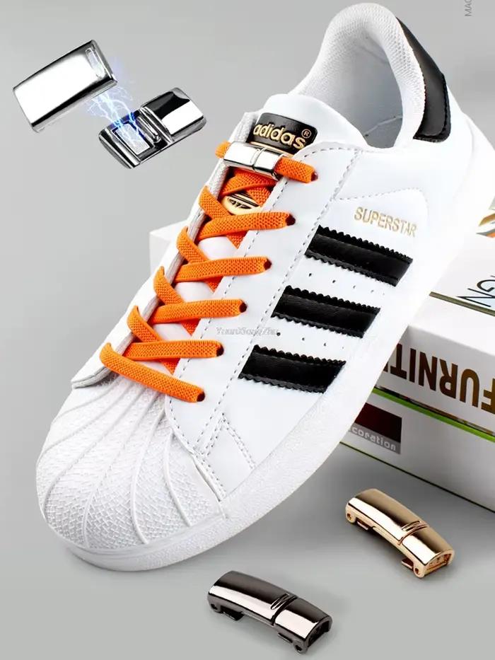 Nouveaux lacets à verrouillage magnétique élastiques sans cravate lacets de chaussures arc-en-ciel b