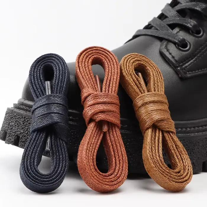 Lacets cirés en coton lacets de chaussures plates Oxford bottes lacets pour chaussures lacet en cuir