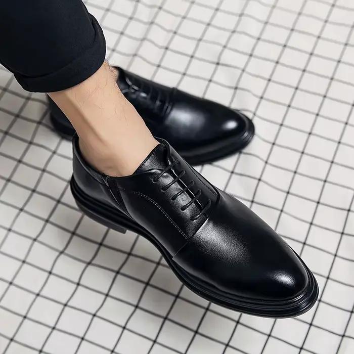 Marque classique Derby chaussures en cuir homme robe d'affaires bureau en cuir chaussures plates hom